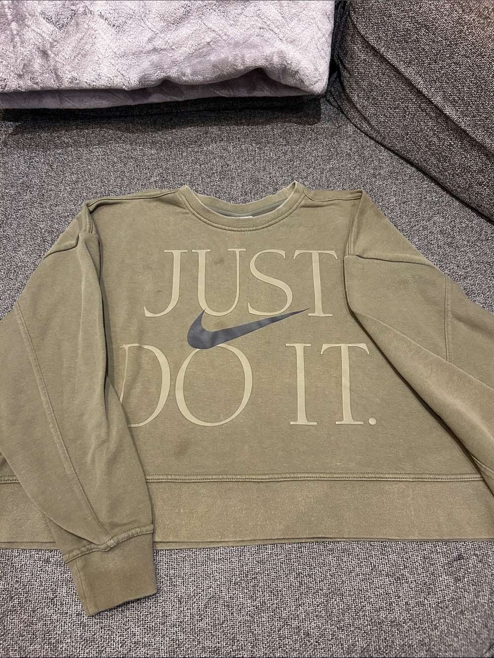 Nike Olive Green 'JUST DO IT.' Crewneck Sweatshirt